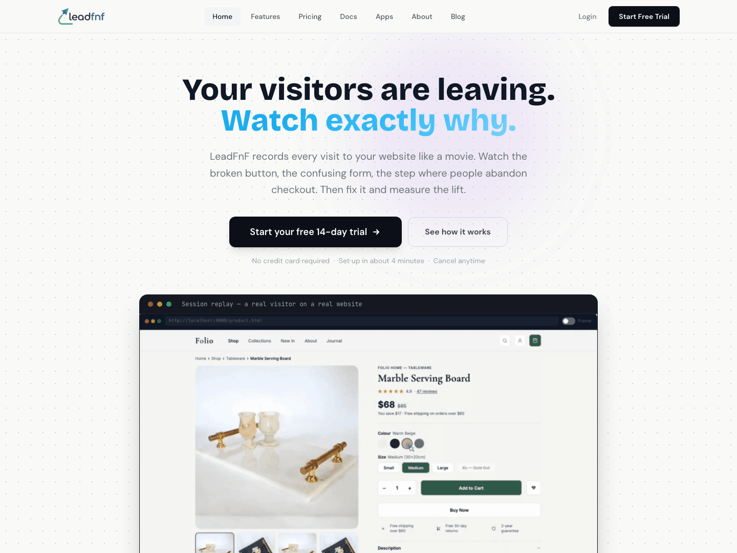 LeadFnF (our own product) website